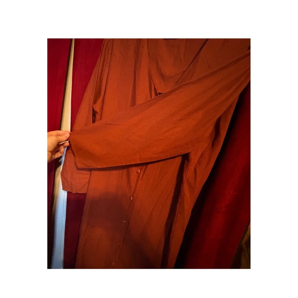 The Limited Womens XS Burnt Orange 100% Silk Button Front Maxi Dress Duster - Picture 5 of 7